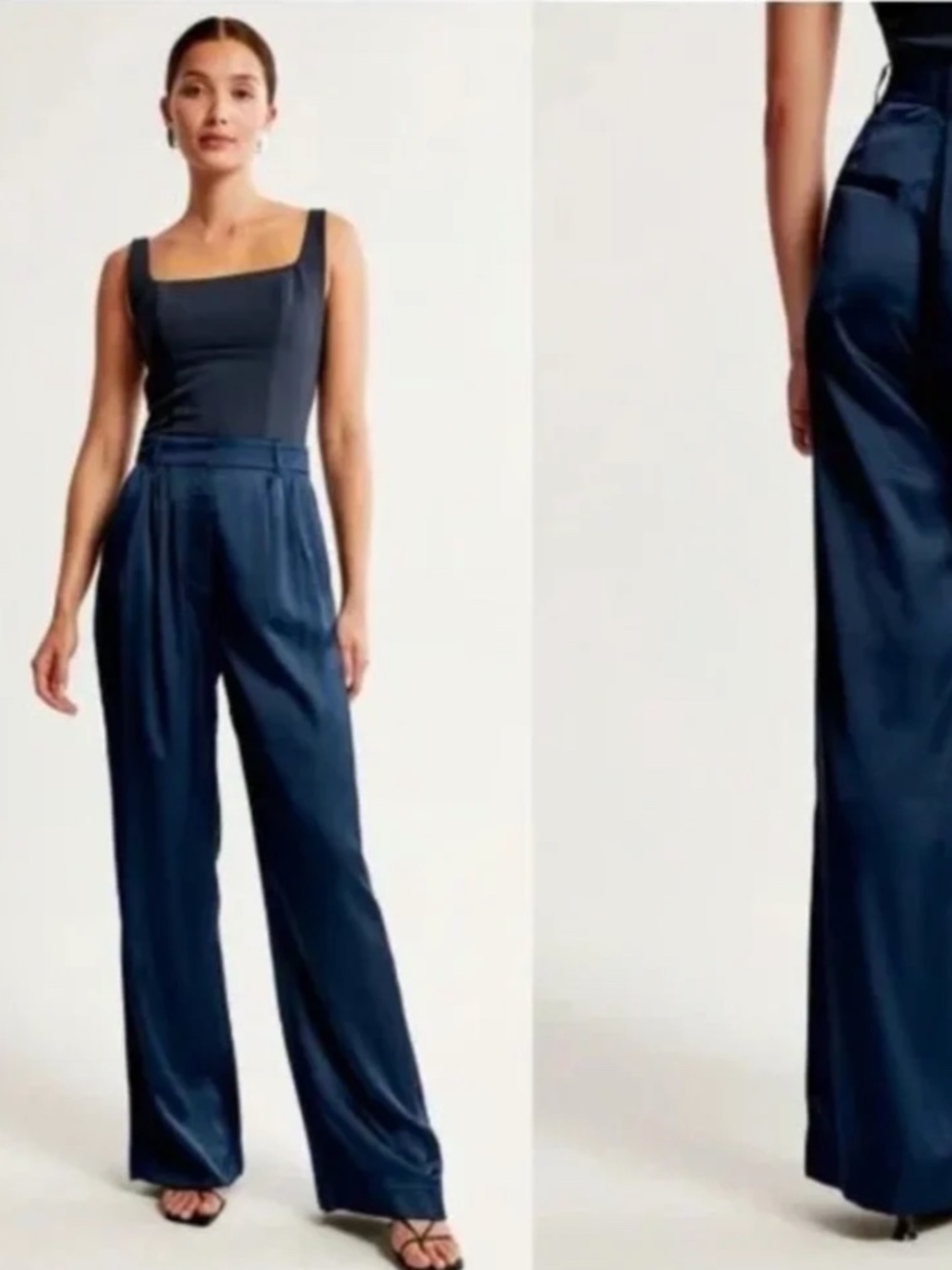 Abercrombie and Fitch Blue Satin Trousers Short Length Size 26/2